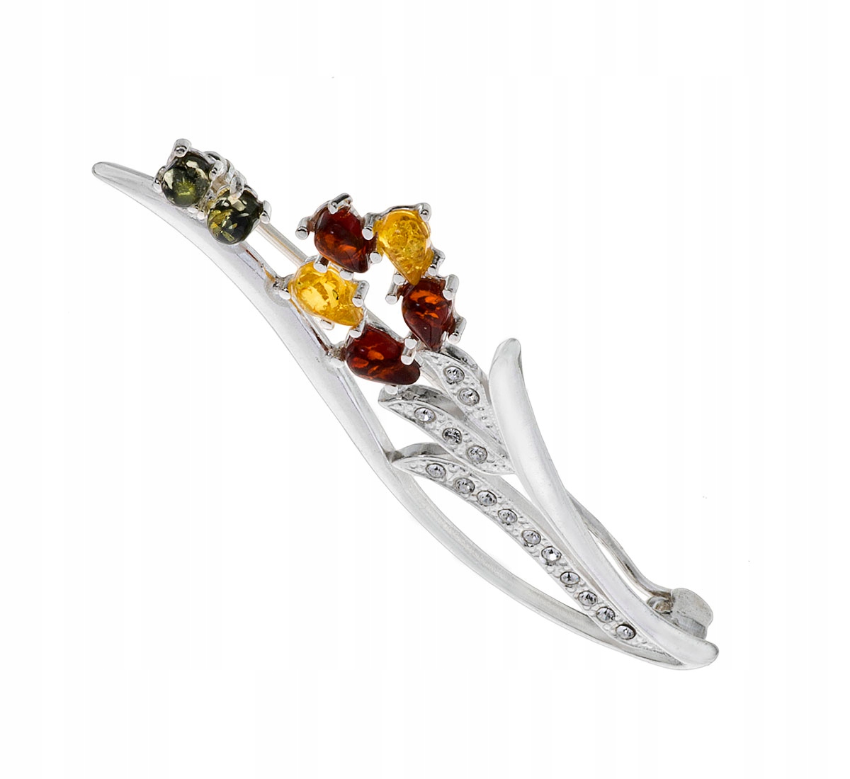 Strieborná brošňa s Amber Multicolor