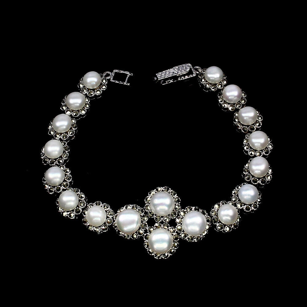 Strieborný náramok pearl