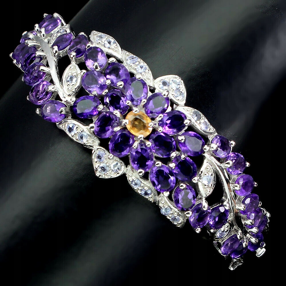 Strieborný amethistista náramok 925 Sapphires 2