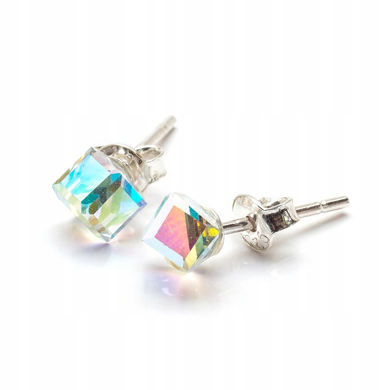 Striebro 925 náušníc z Kr. Swarovski Cube 4 mm kabína