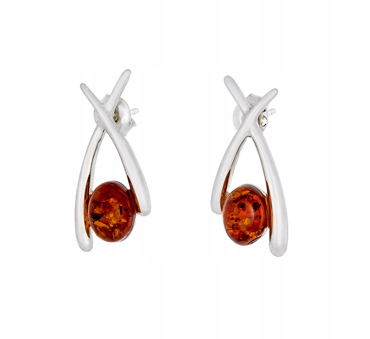 Amber 554 Strieborné náušnice s koňakom Amber
