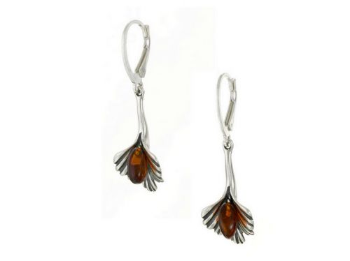 Amber 694 Strieborné náušnice s koňakom Amber