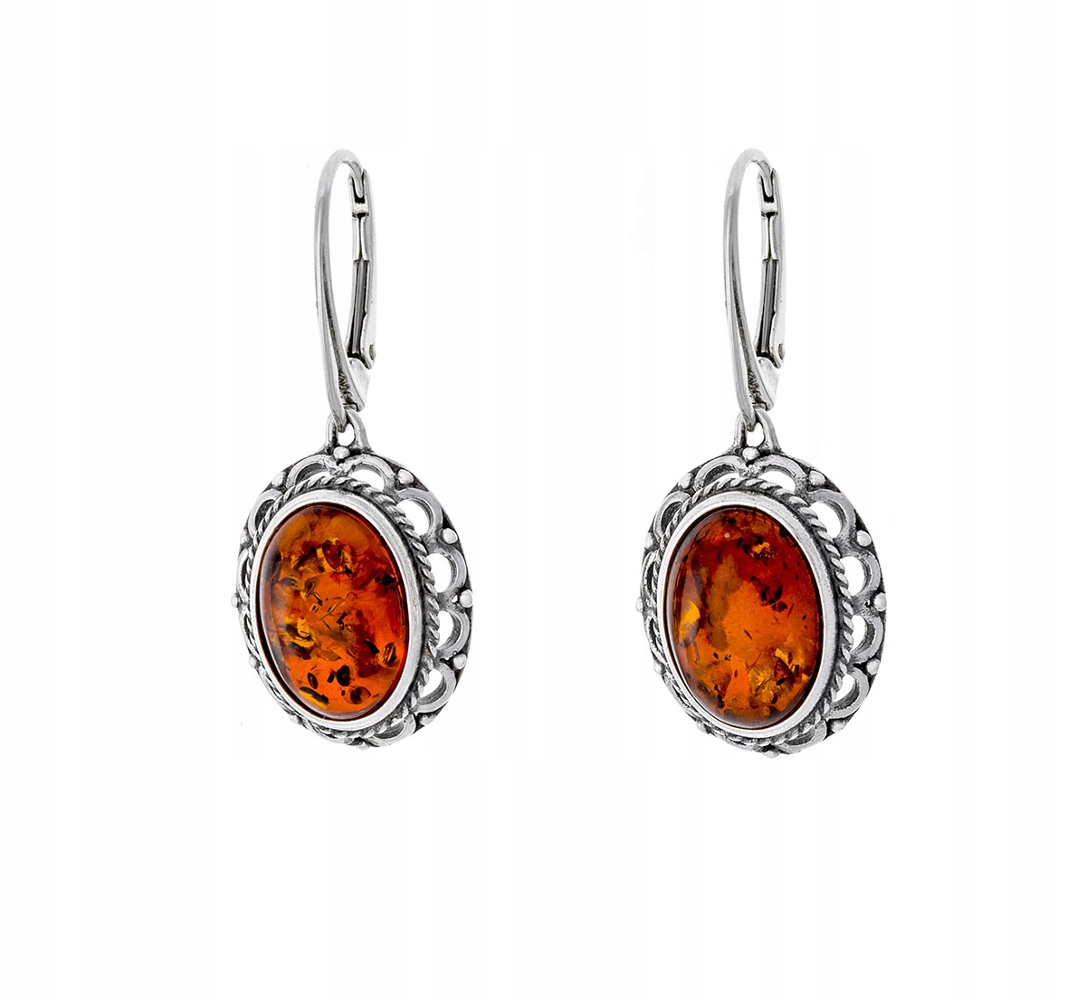 Amber 949 Strieborné náušnice s koňakom Amber