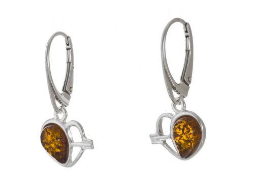 Amber 973 Strieborné náušnice s koňakom Amber