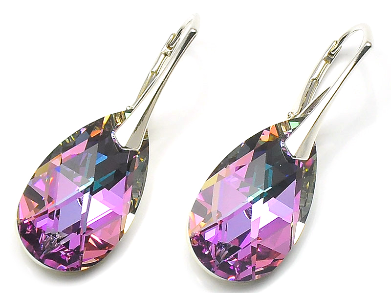 Strieborné náušnice mandle 22 Swarovski Vitrail Light