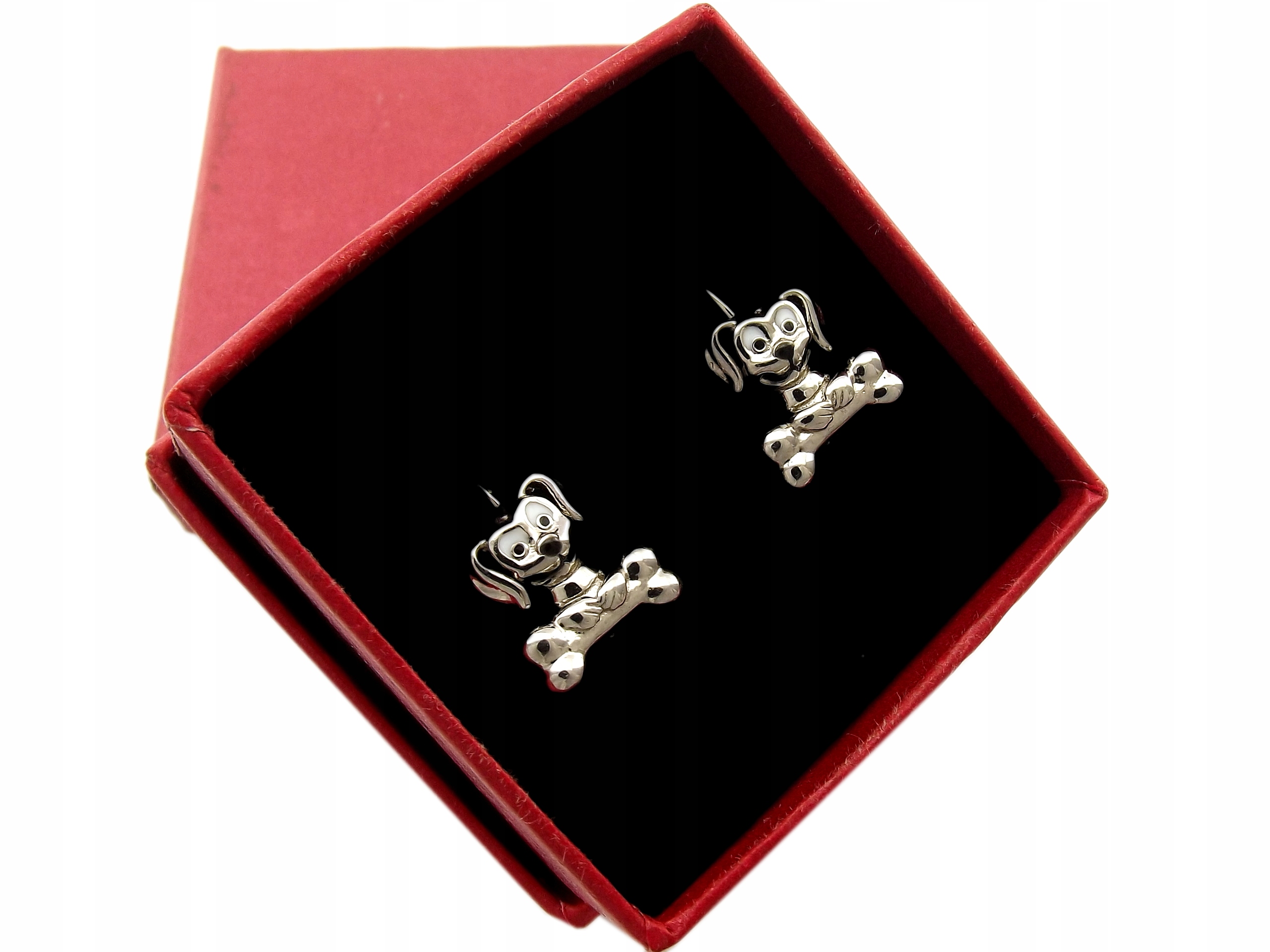 Strieborné náušnice pre dievča 925 Dog Dogs Bone