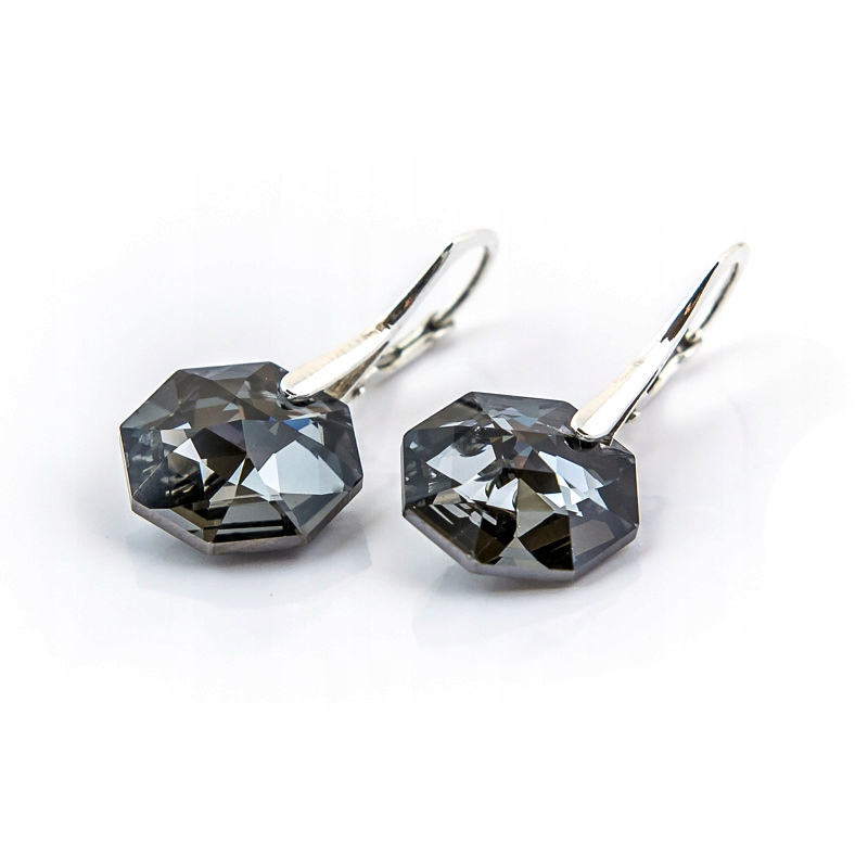 Strieborné náušnice s kryštálmi Swarovski Octagon