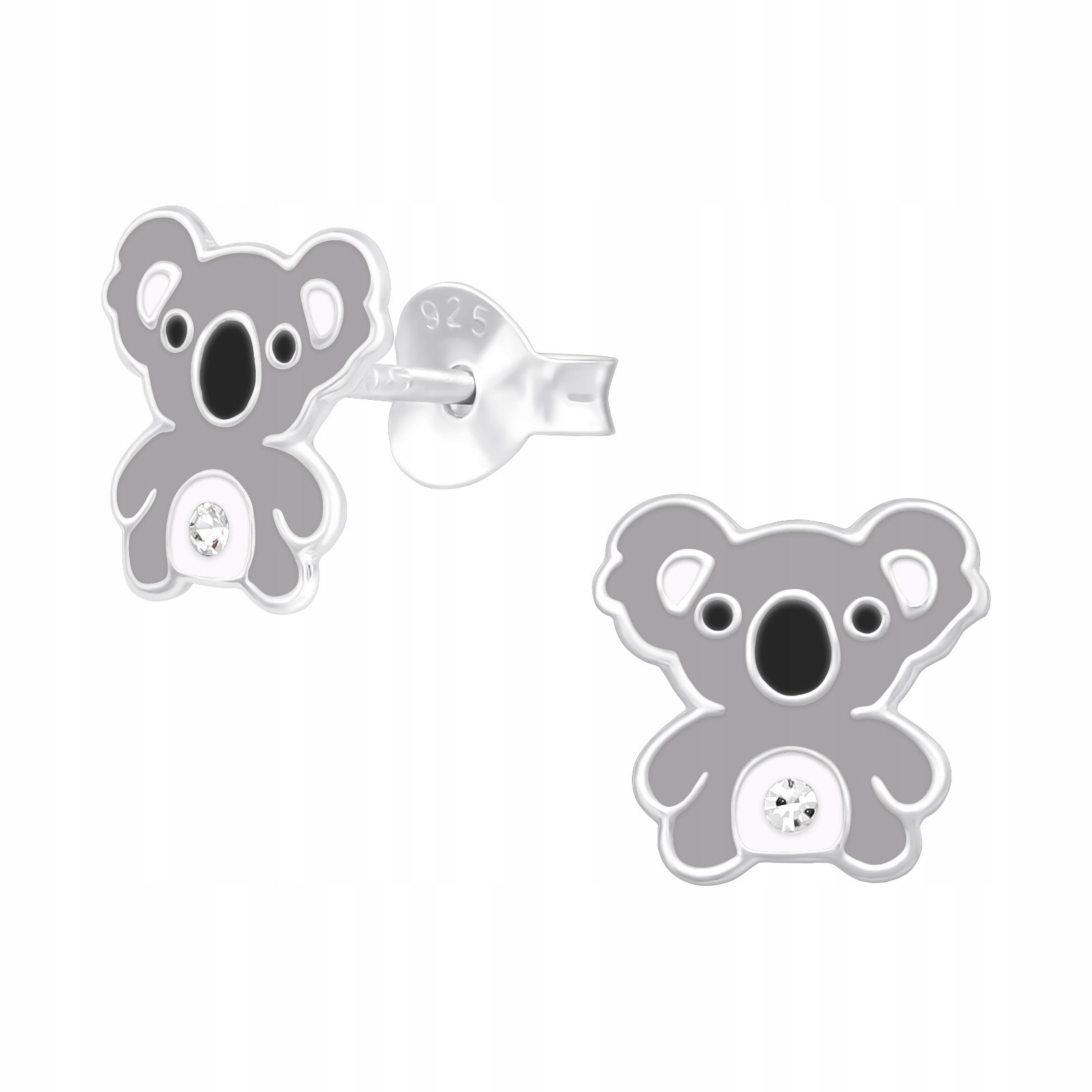 Náušnice strieborného smaltu koala