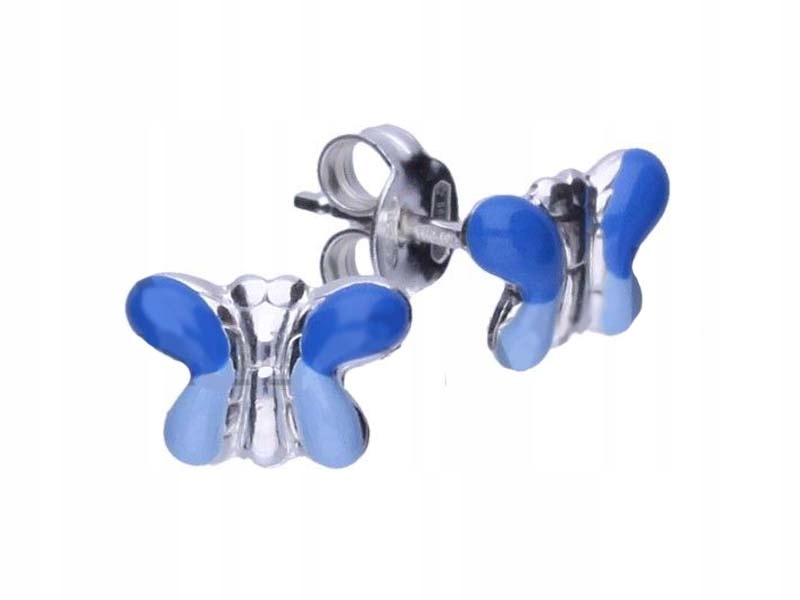 Strieborné náušnice 925 Blue Butterflies 0,77G