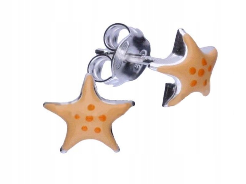 Strieborné náušnice 925 Oranžové hviezdy 0,65 g