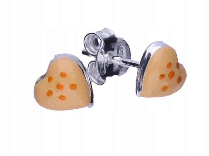 Strieborné náušnice 925 Oranžové srdcia 0,60 g