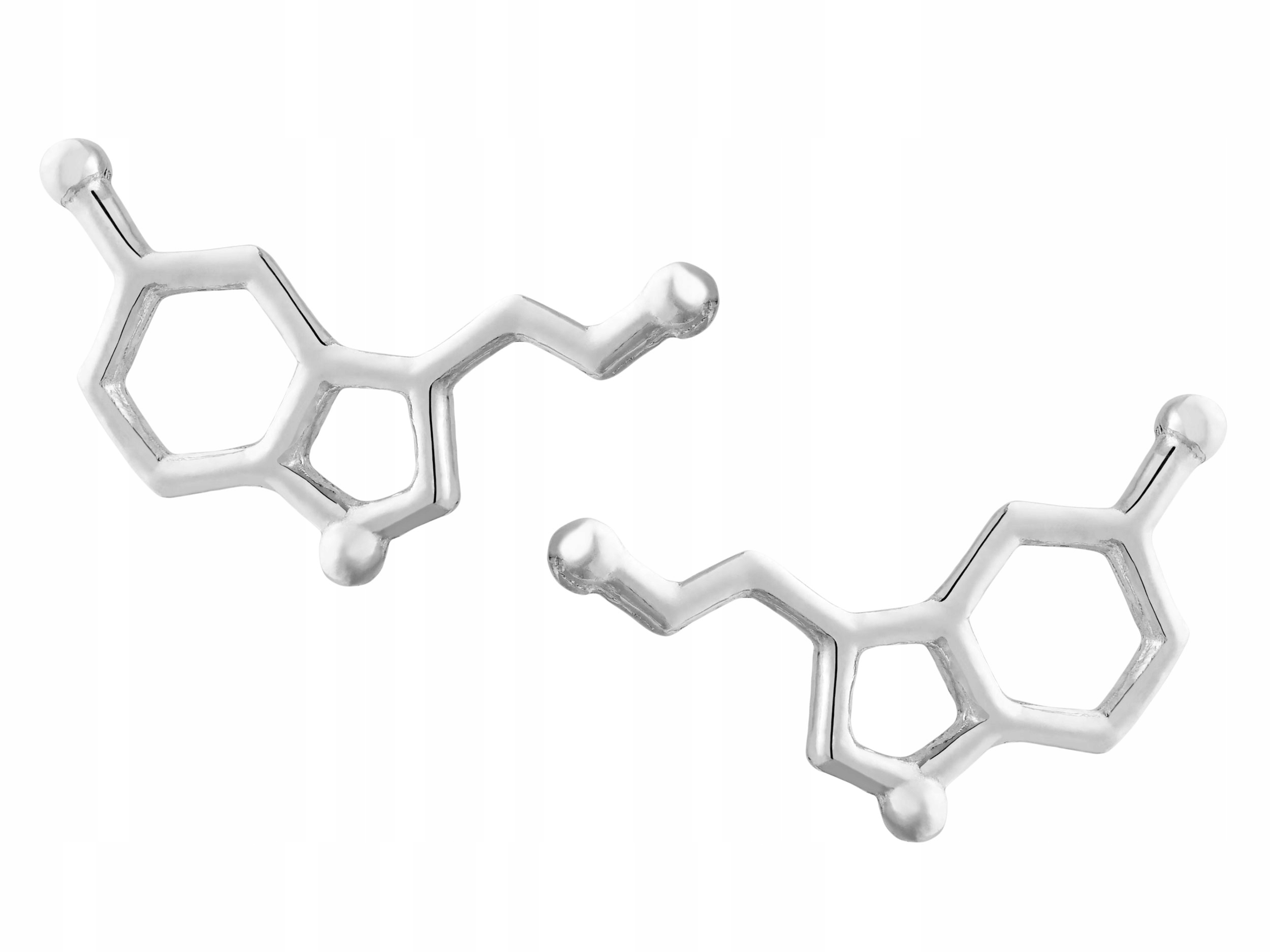 Striebro serotonínové náušnice Chemický vzor