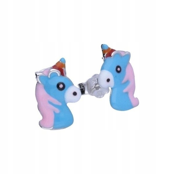 Strieborné detské náušnice - UNICORNS - pr. 925