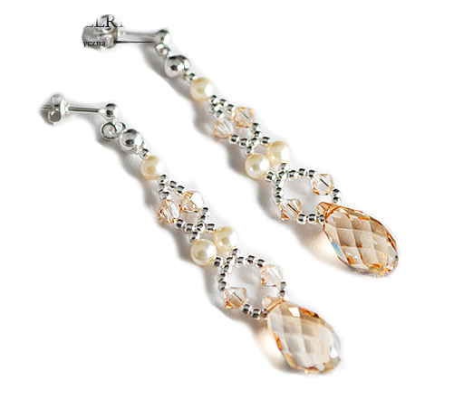 Strieborné svadobné náušnice Swarovski KL811 svadobné zlato