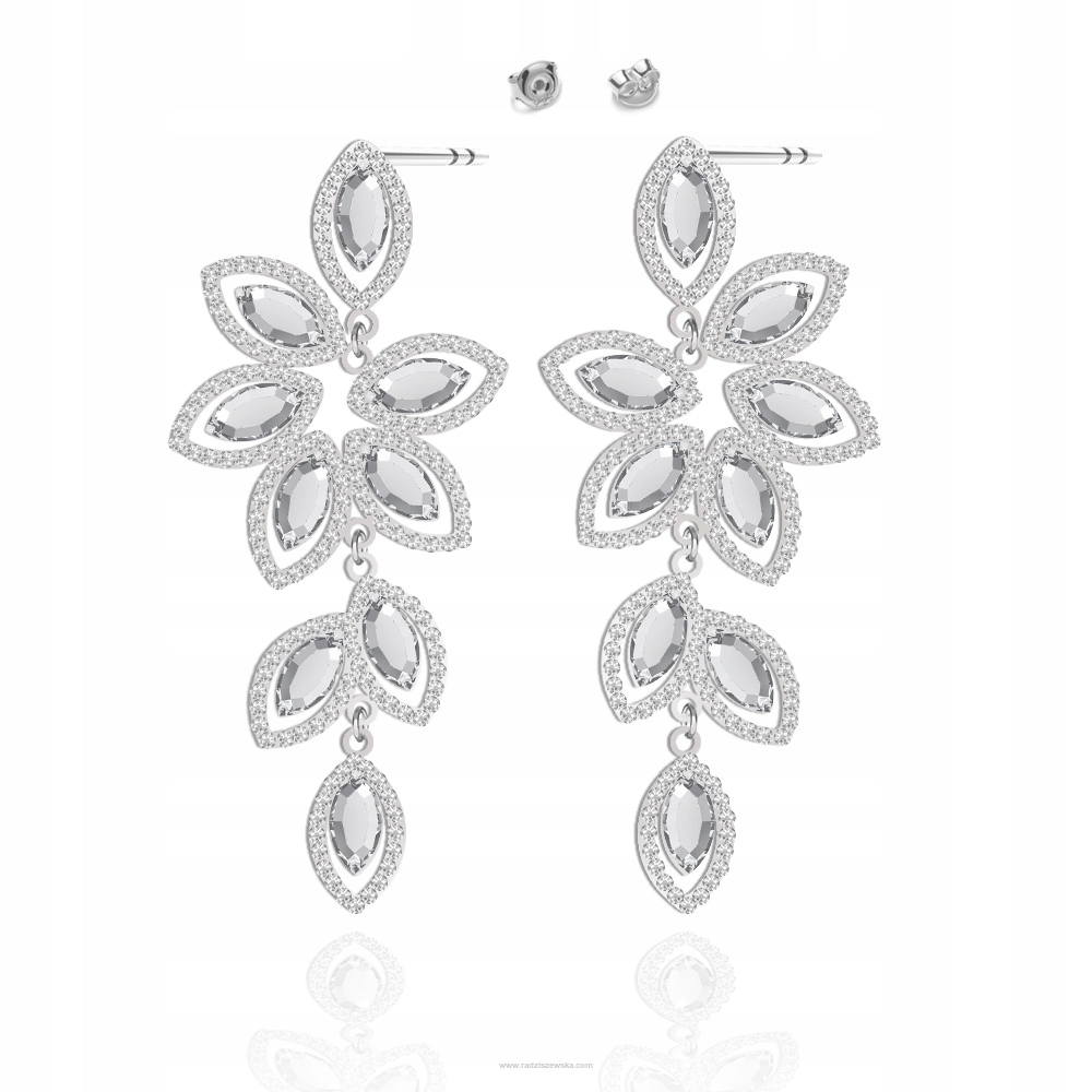 Strieborné svadobné náušnice s kryštálmi Swarovski