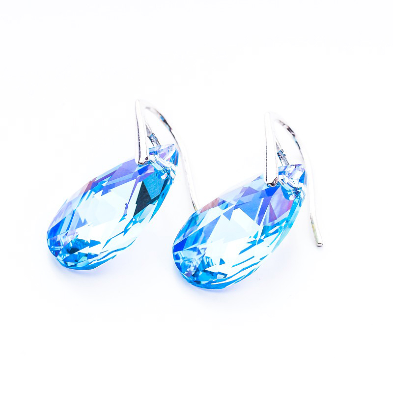 Strieborné náušnice z Kr. Swarovski mandle 22 Aquaab