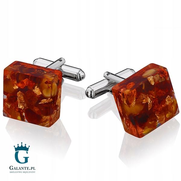 Strieborné manžetové gombíky s Amber SMB-004