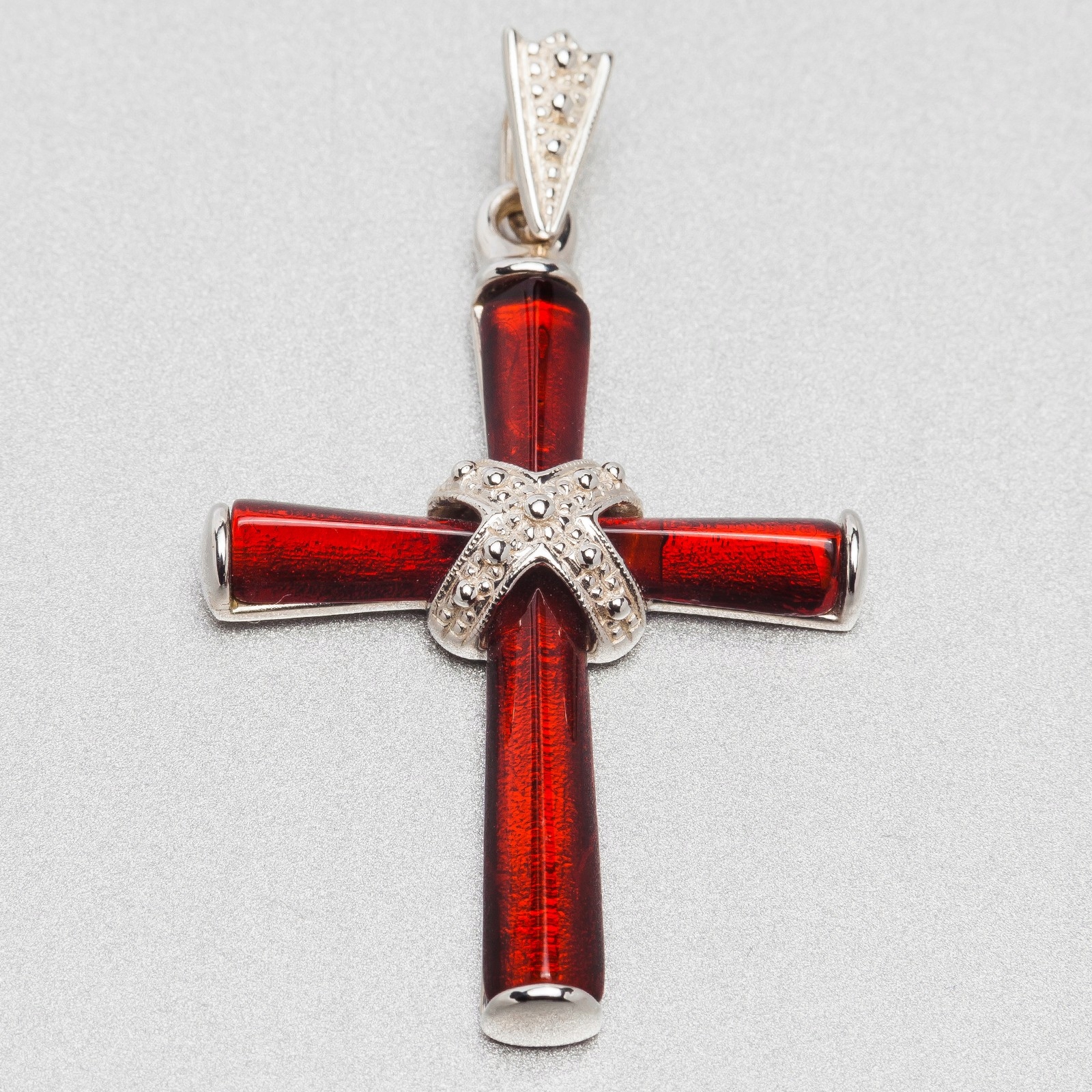 Srebrno 925 Silver a Amber Cross Apne015AS