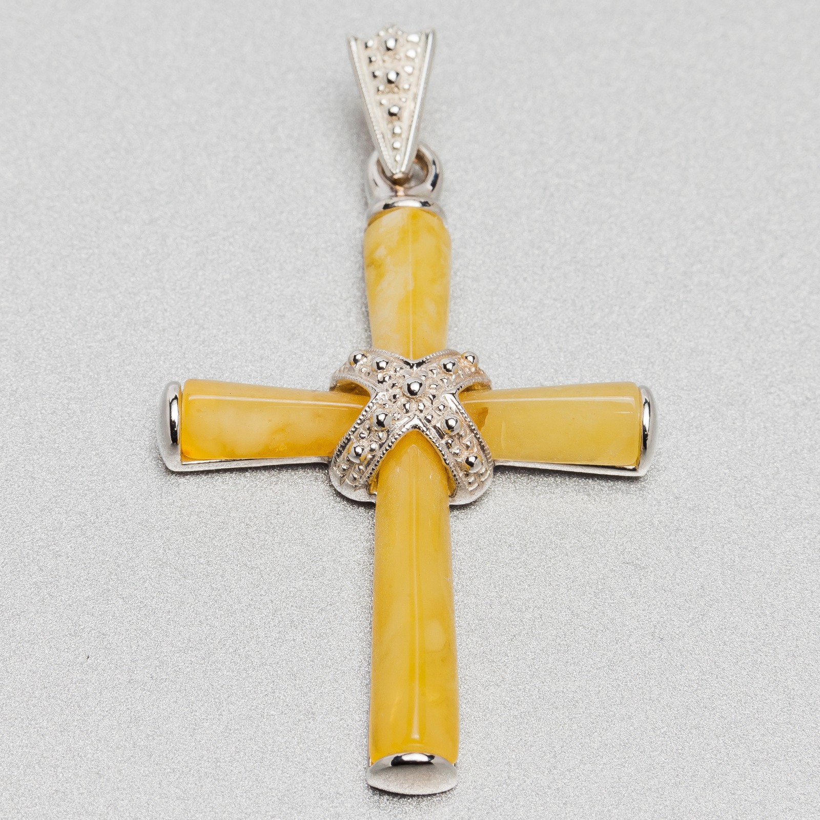 Srebrno 925 Silver a Amber Cross Apne021As