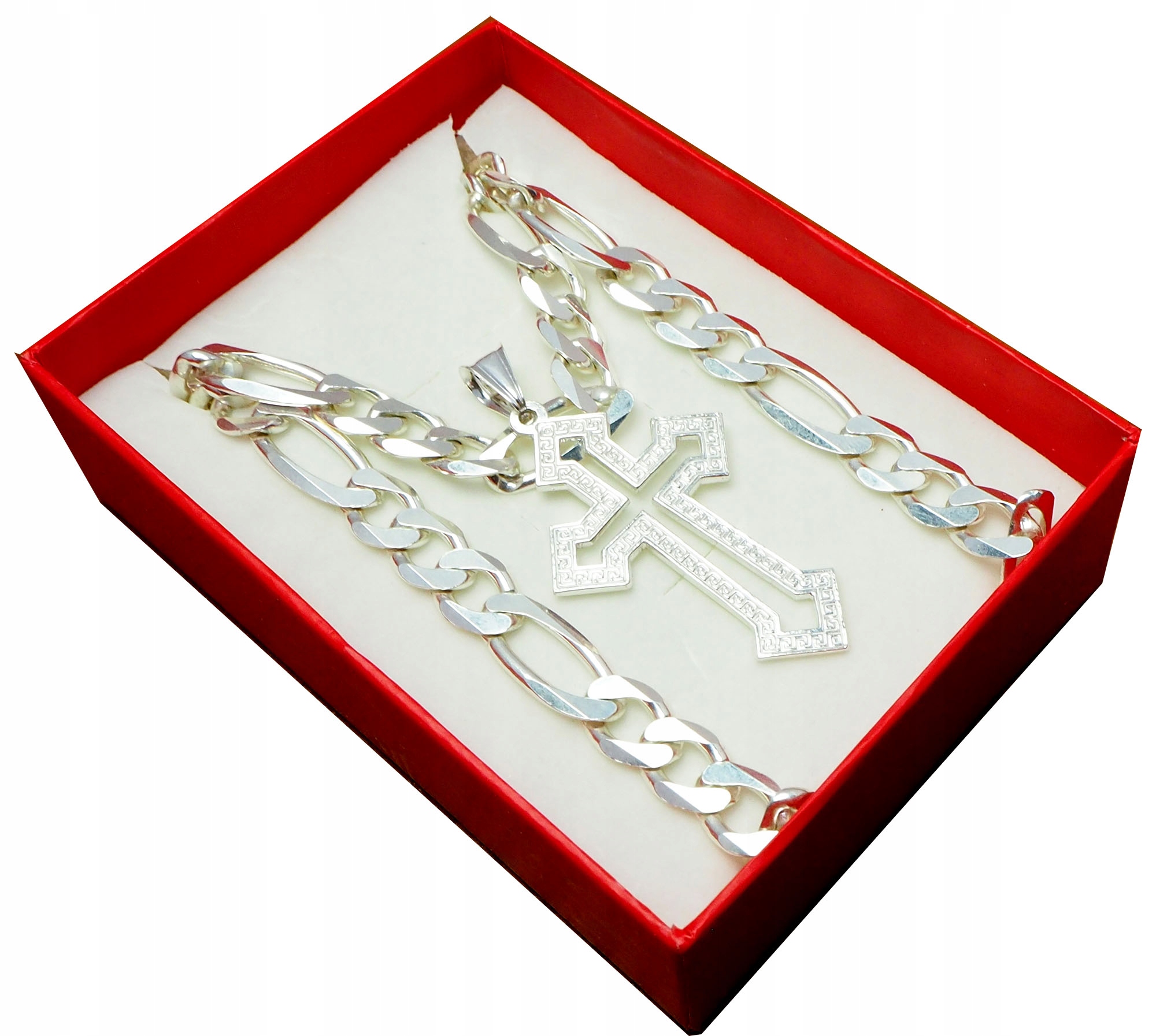 Striebro hrubý reťazec 65 cm + elegantný kríž