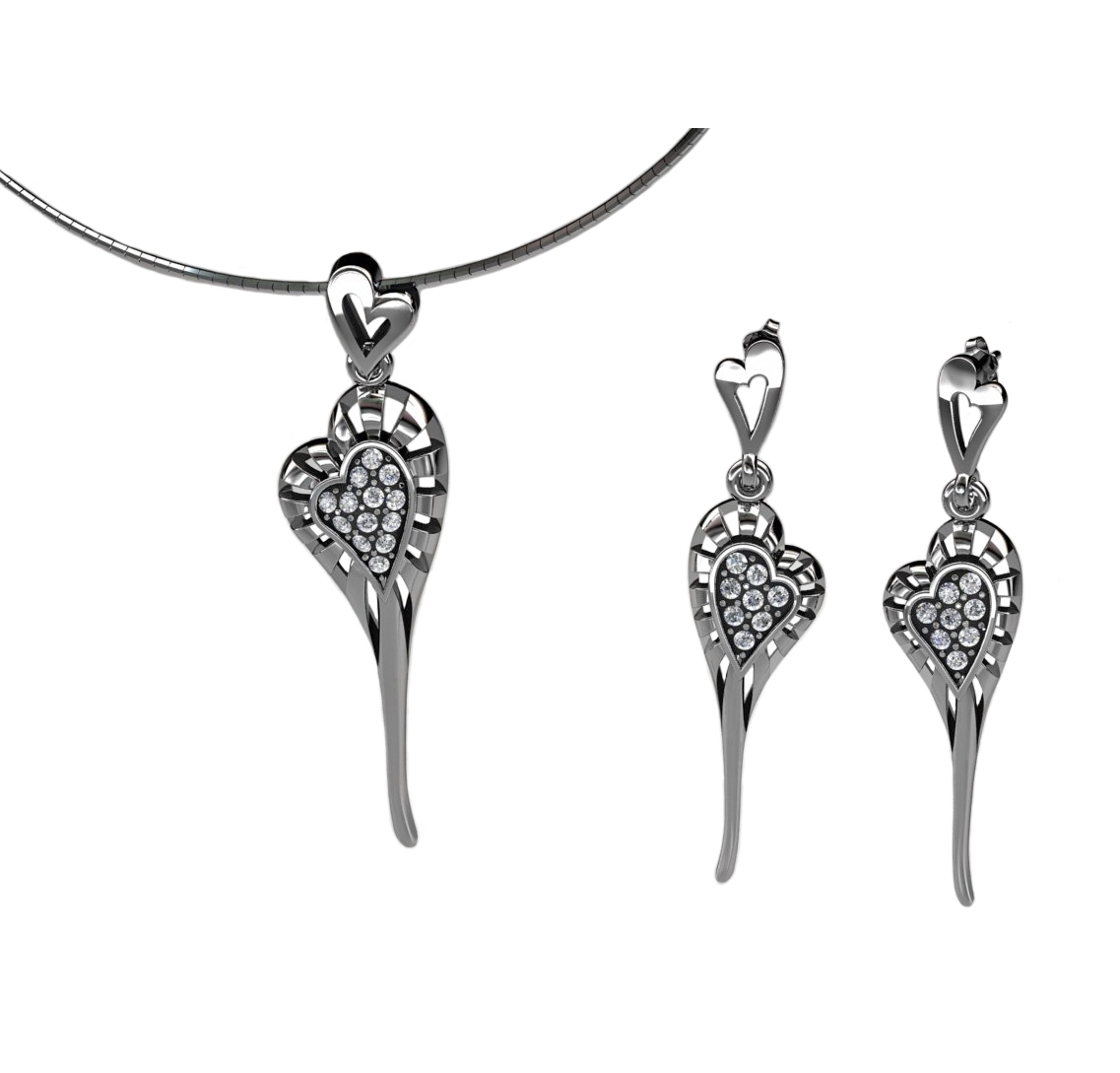 Strieborné srdce s zirkónmi + reťazec !!!