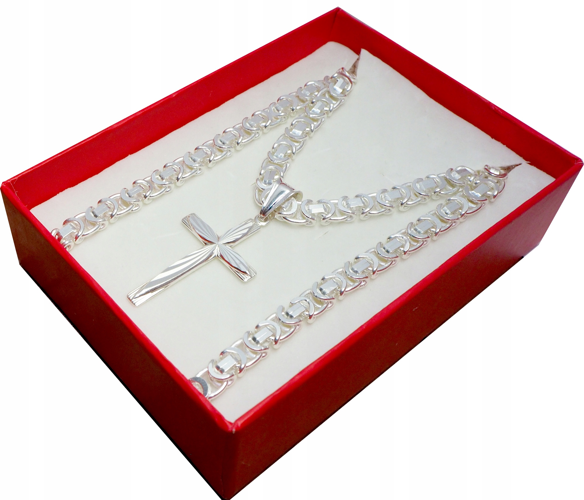 Strieborný reťazec 55 cm Royal Weave + kríž