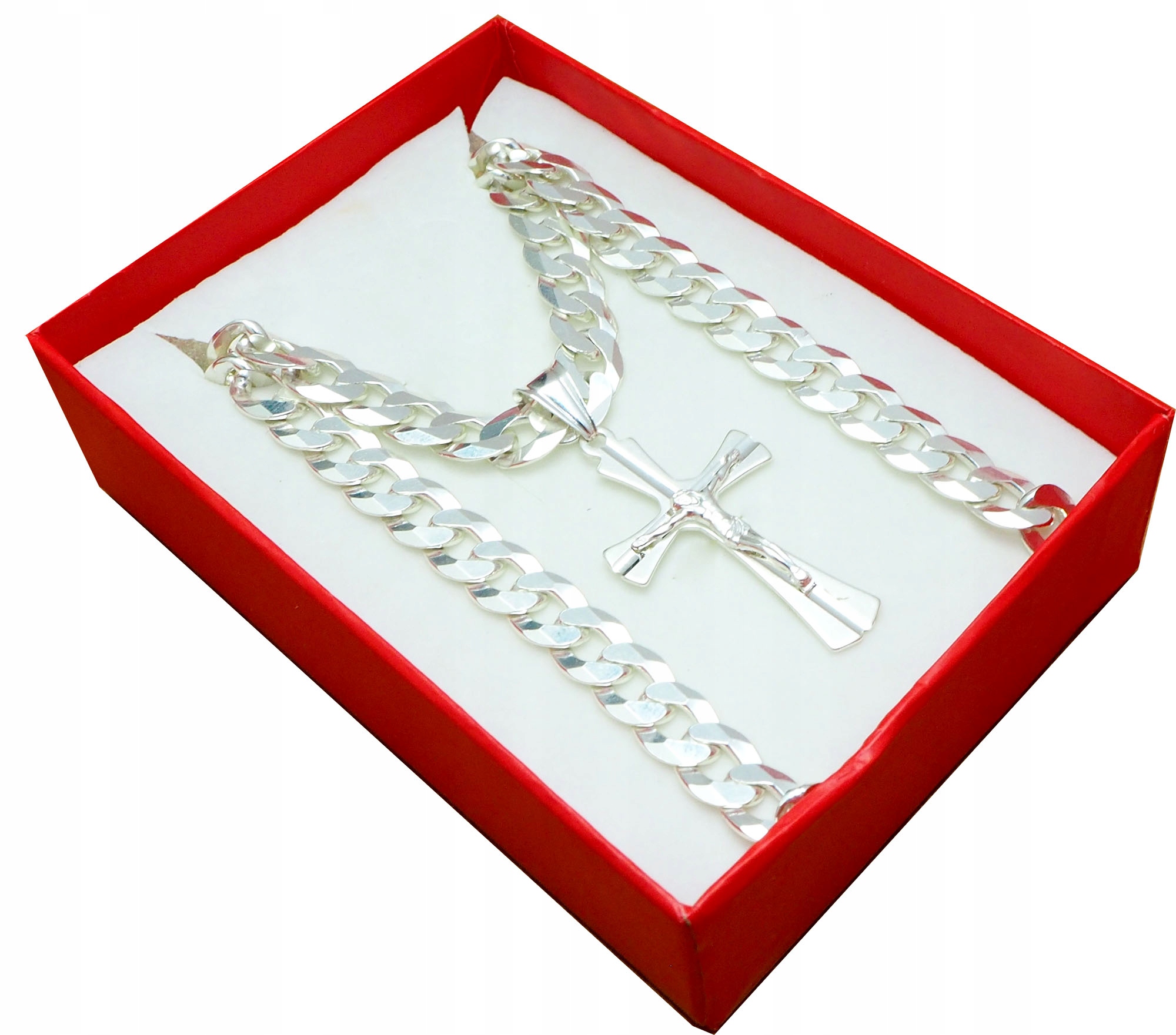 Strieborný reťazec 65 cm backlele + kríž s Ježišom
