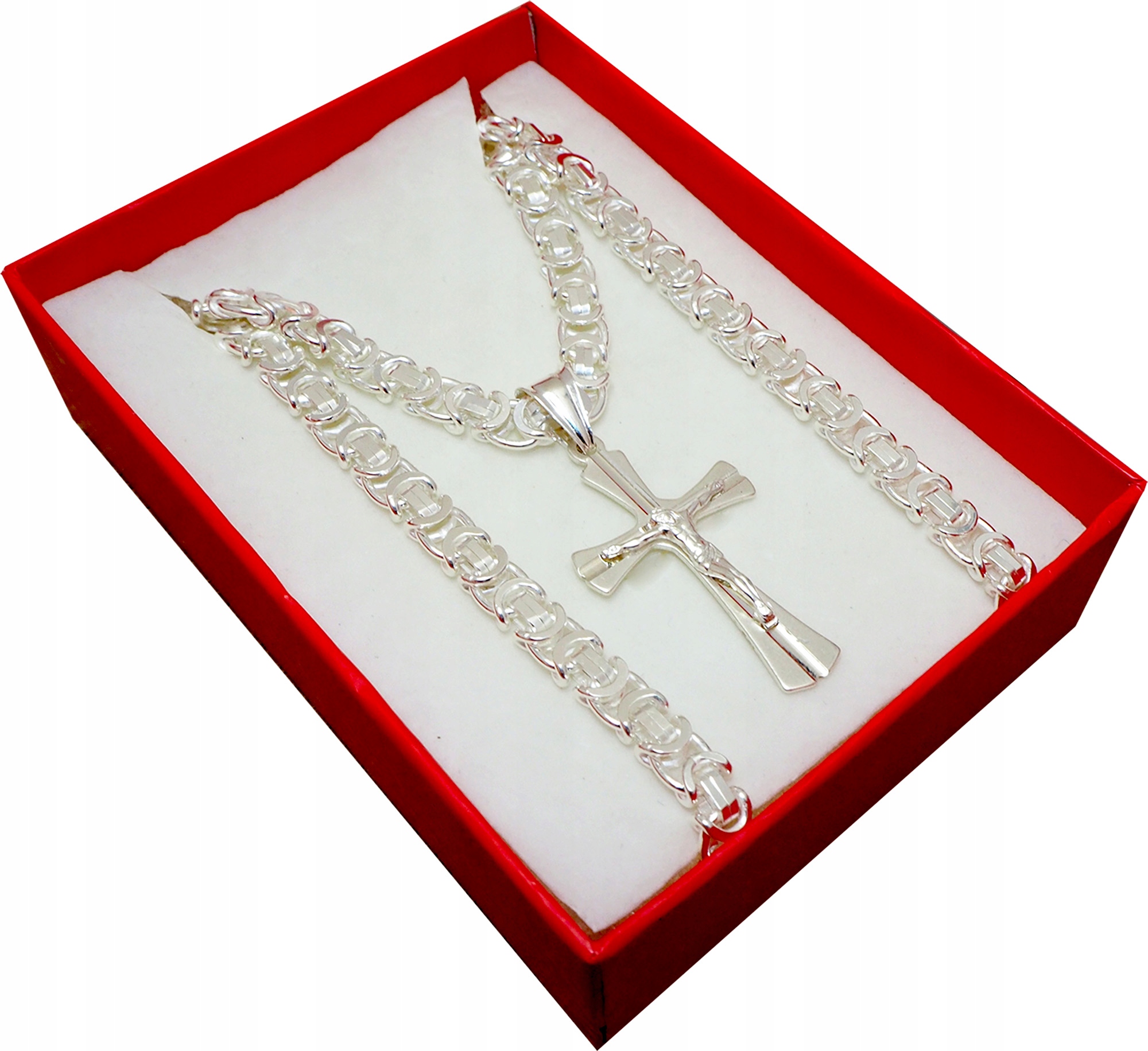 Strieborný reťazec 65 cm Royal Weave + kríž