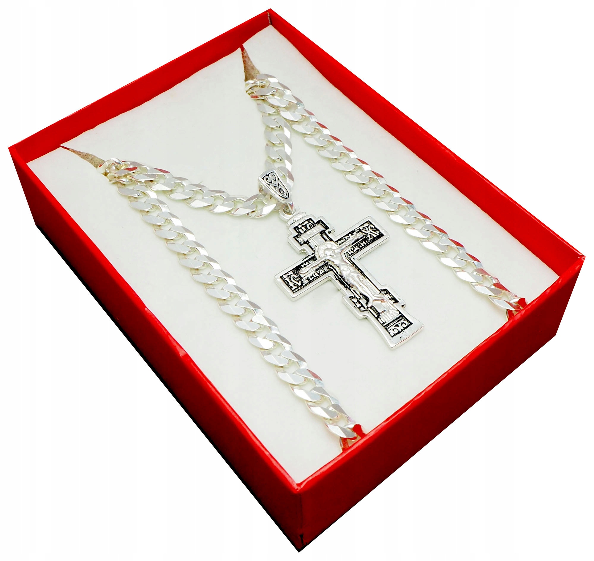 Strieborný reťazec 65 cm + pravoslávny kríž