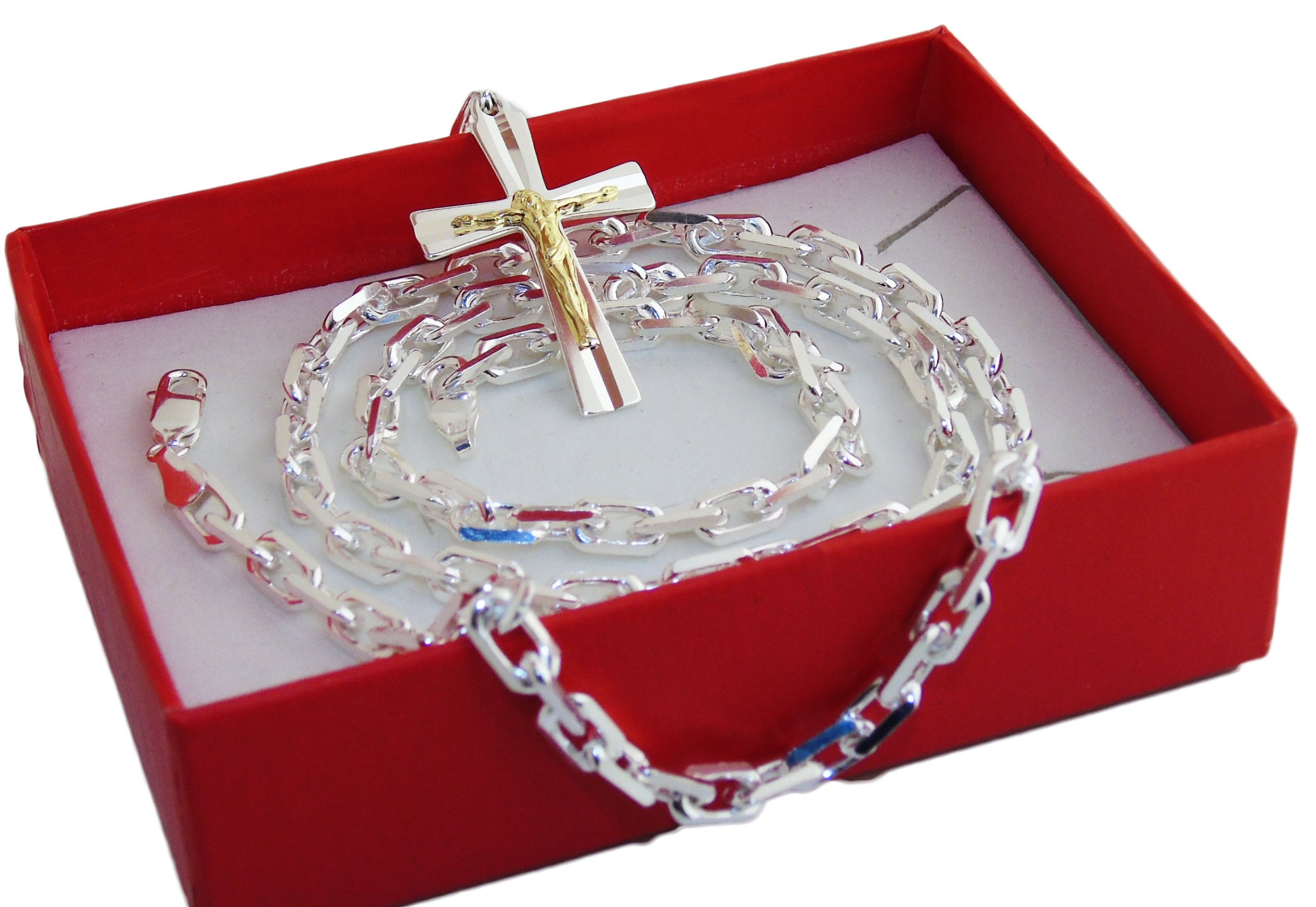 Strieborný reťazec Ankier 50 cm + kríž 30g