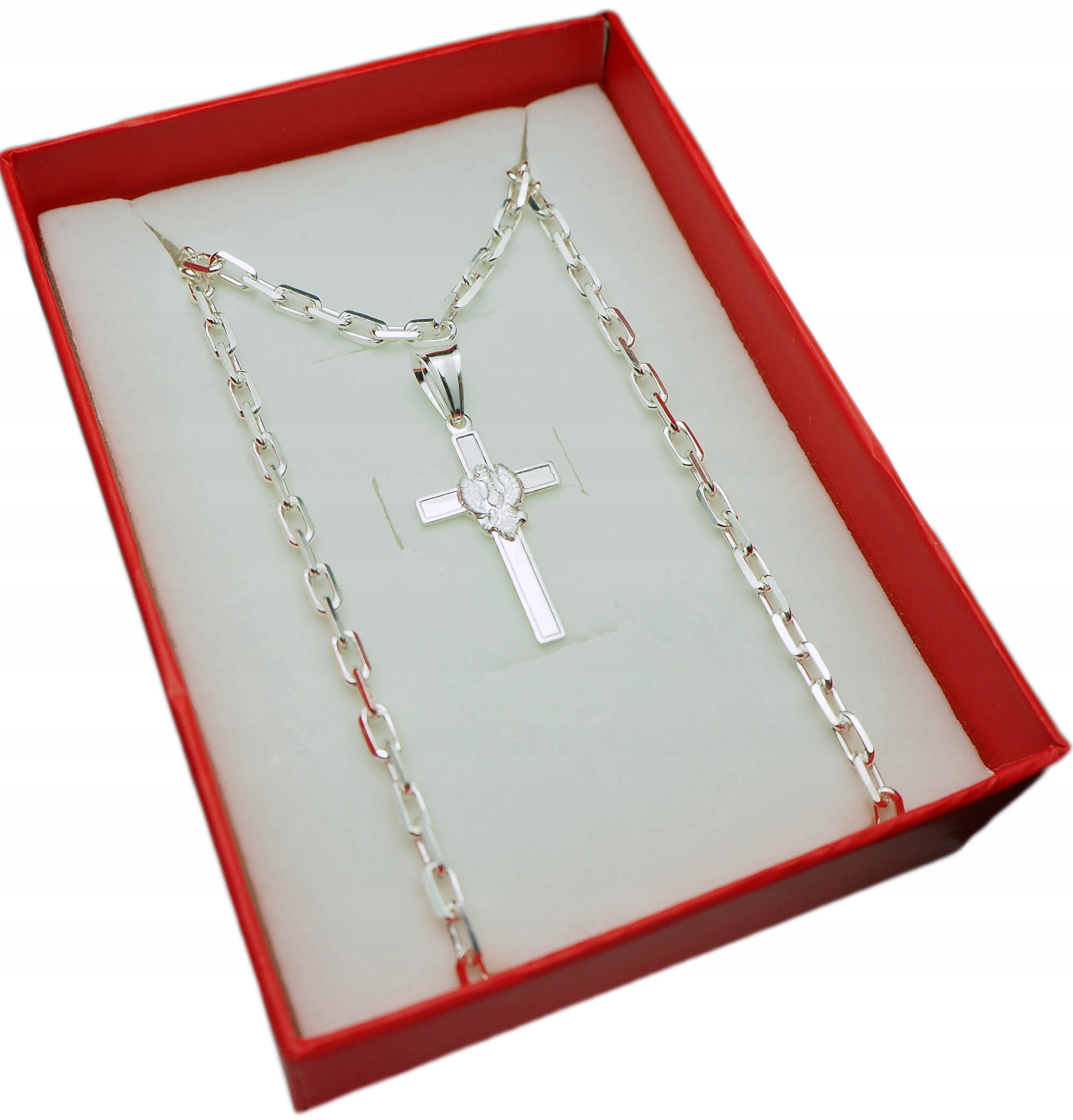 Strieborný Ankier Chain +Cross Set
