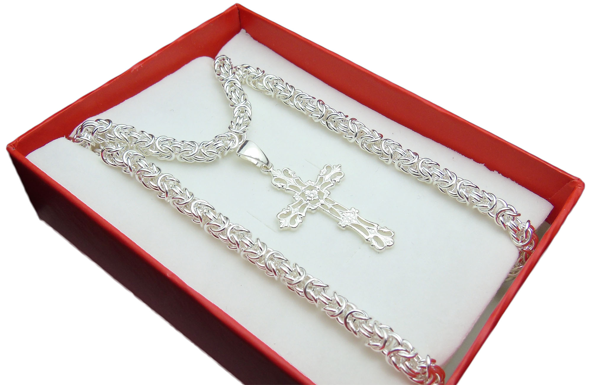 Strieborný kráľovský reťazec 65 cm Byzantská väzba
