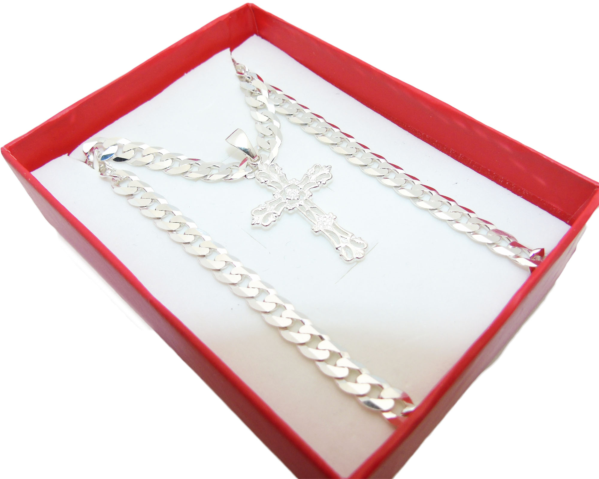 Strieborný reťazec 6 mm Tan + Štýlový kríž
