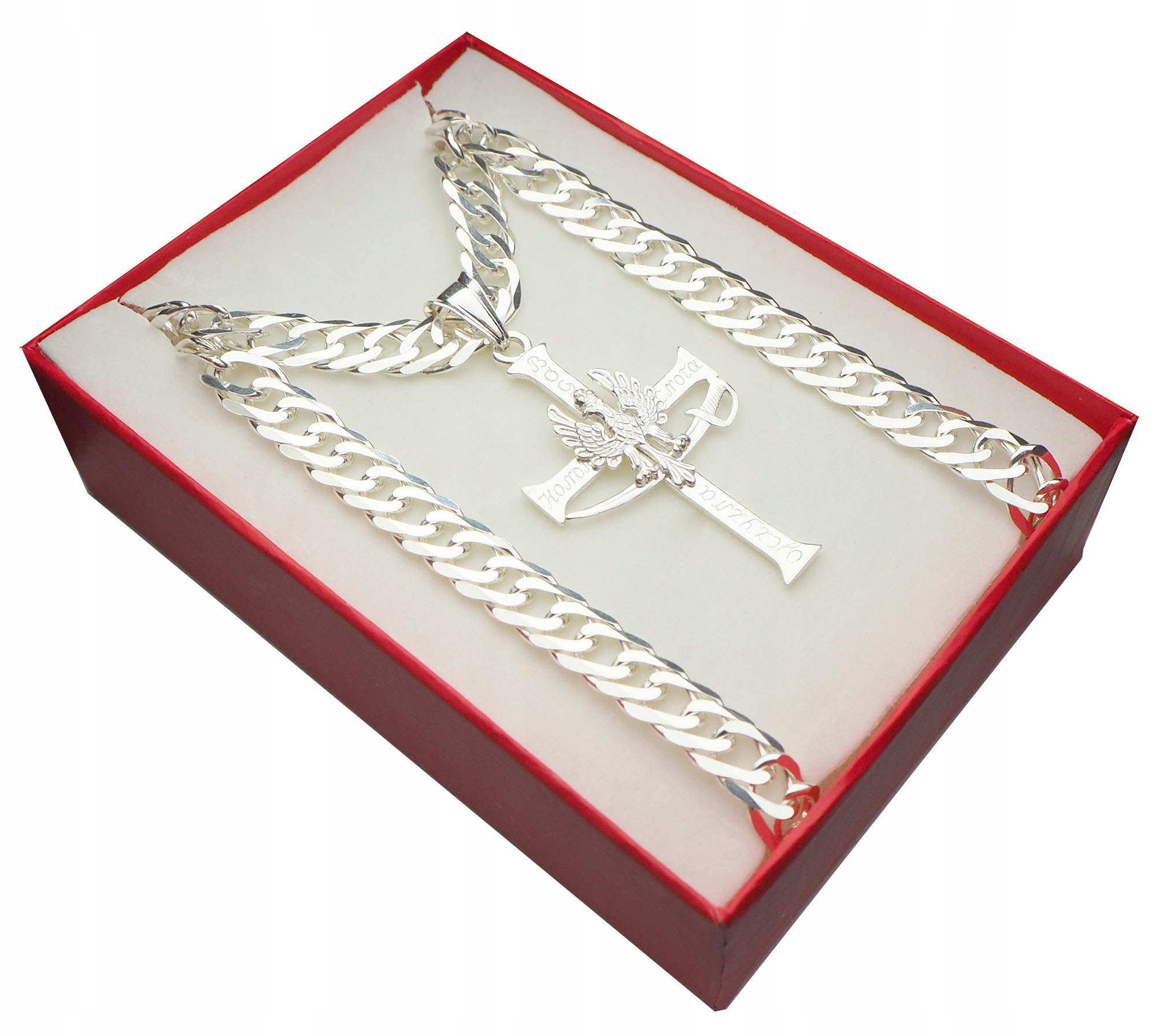 Silver Rombo reťazec 50 cm + cross God cti