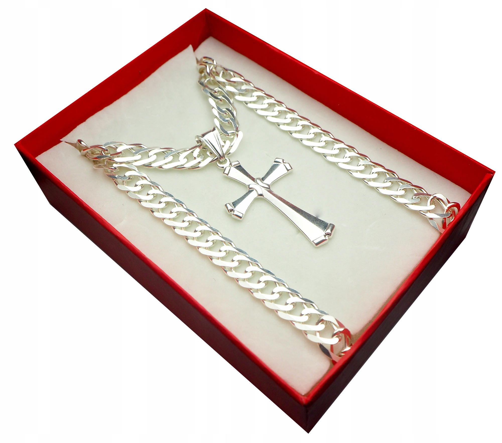 Strieborný reťazec Rombo 50 cm + strieborný kríž