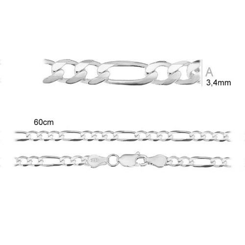 Vzor strieborného reťazca Figaro 60 cm strieborné 925