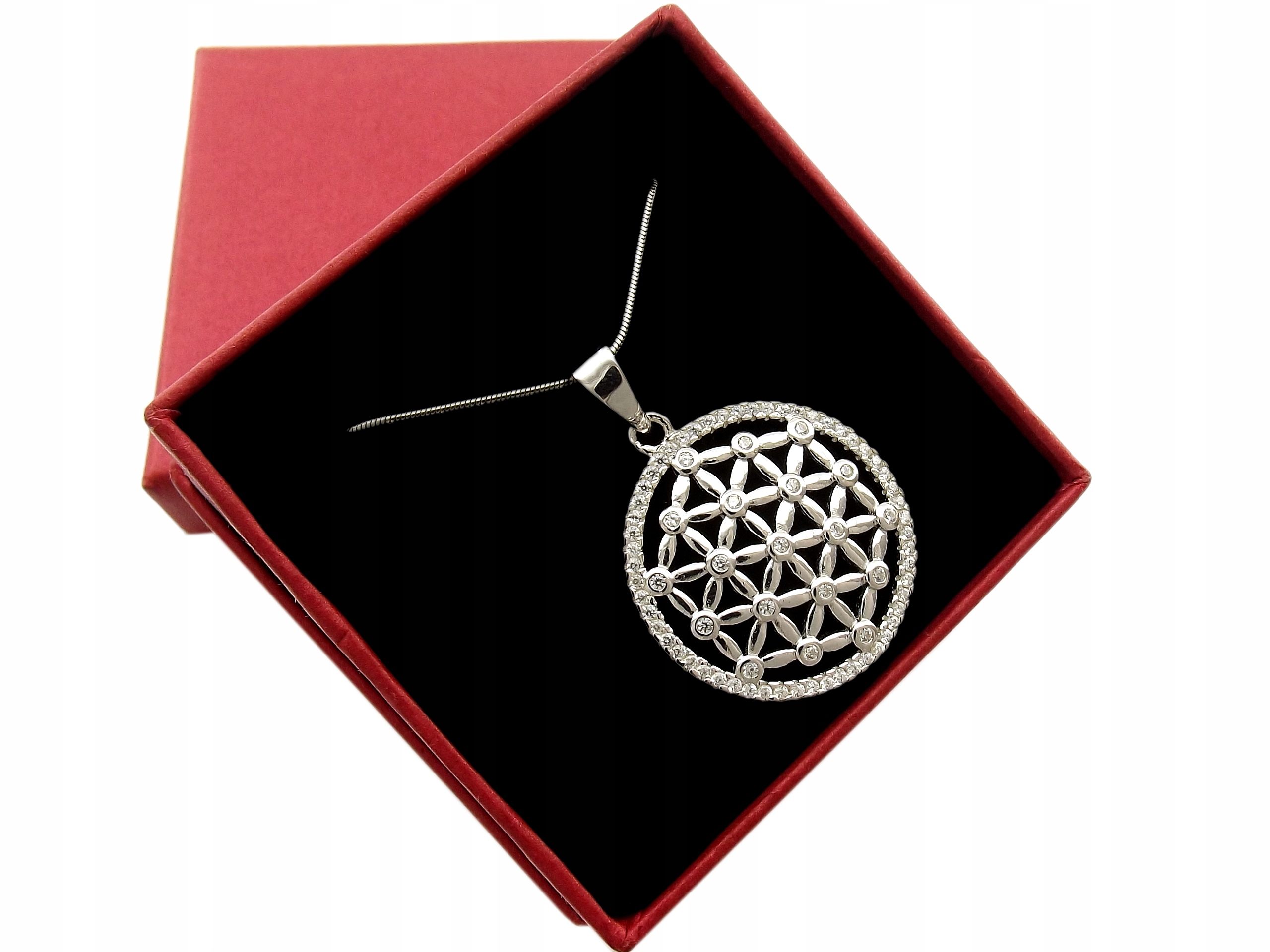 Strieborný náhrdelník 925 Openwork Rosette prívesok