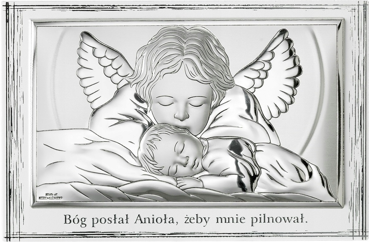 Strieborný obrázok suvenír z krstu anjela strážneho OA004