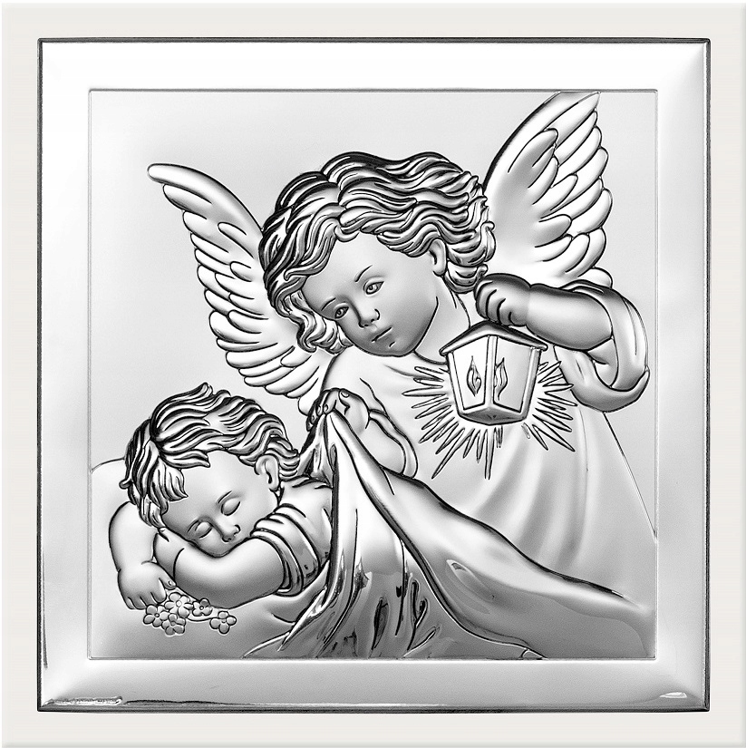 Strieborný obrázok anjel strážny krst suvenír oa0109
