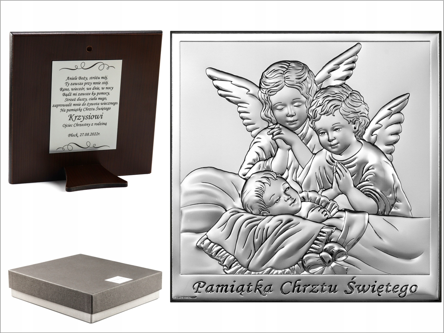 Strieborný obrázok Angel Guardian Krst suvenír OA0112