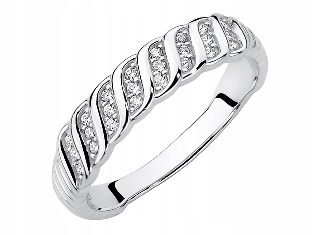 Strieborný prsteň RHODIUM biely ZIRCONIA veľkosť 19