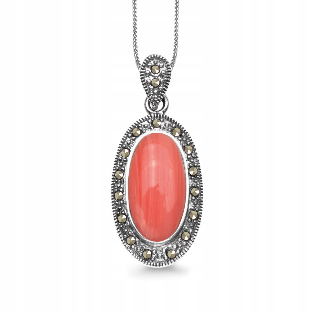 Strieborný prívesok s Coral Marcasites 925