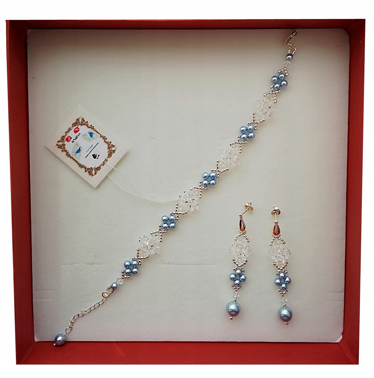 Strieborná sada s perlami a kryštálmi Swarovski