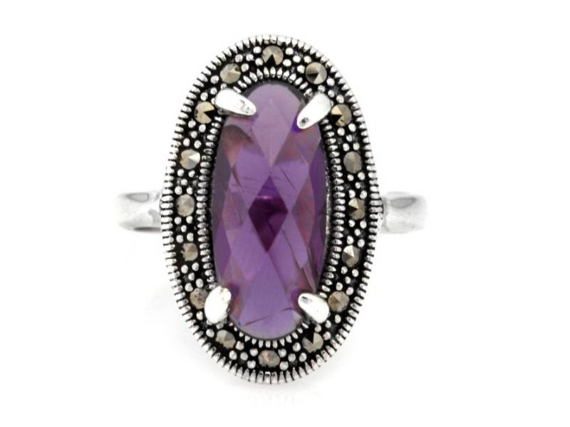 Strieborný prsteň 925 Purple Stone 17R