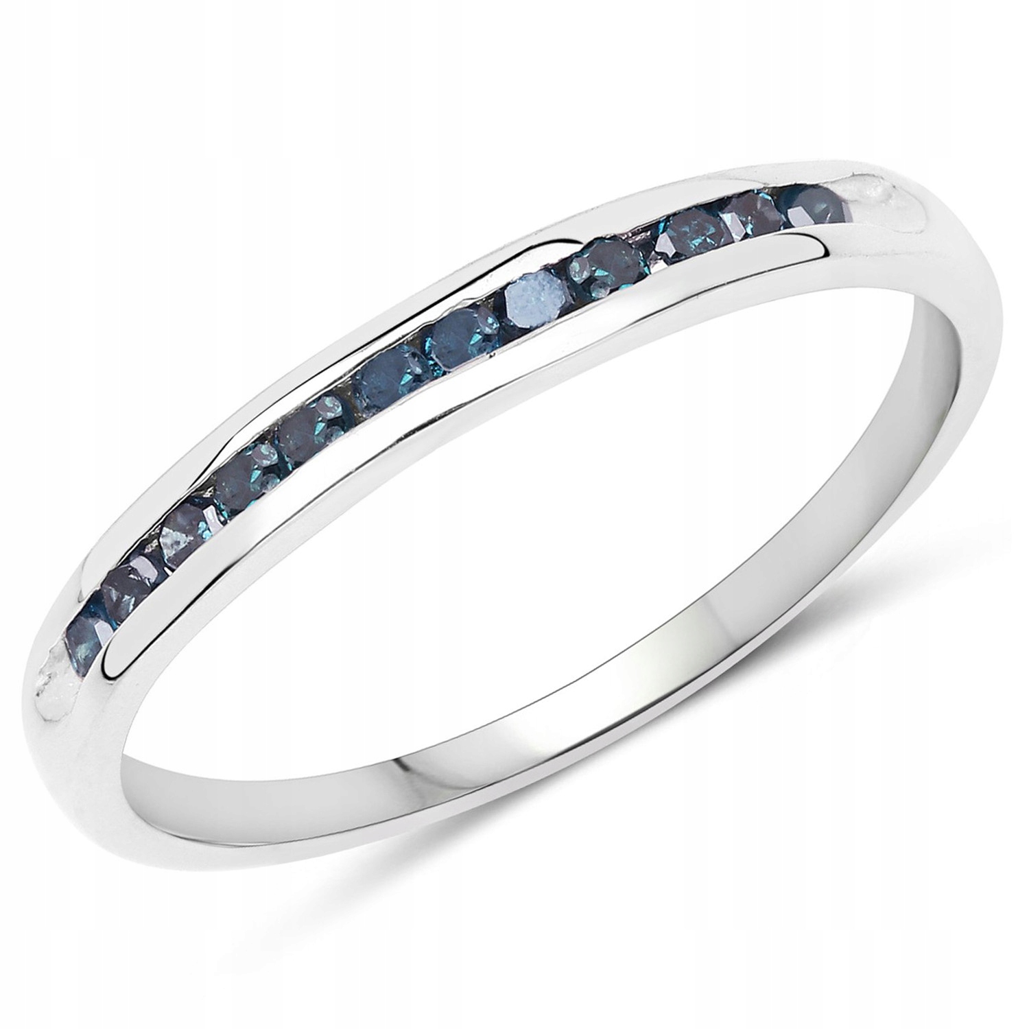 Strieborný prsteň s 12 modrými diamantmi