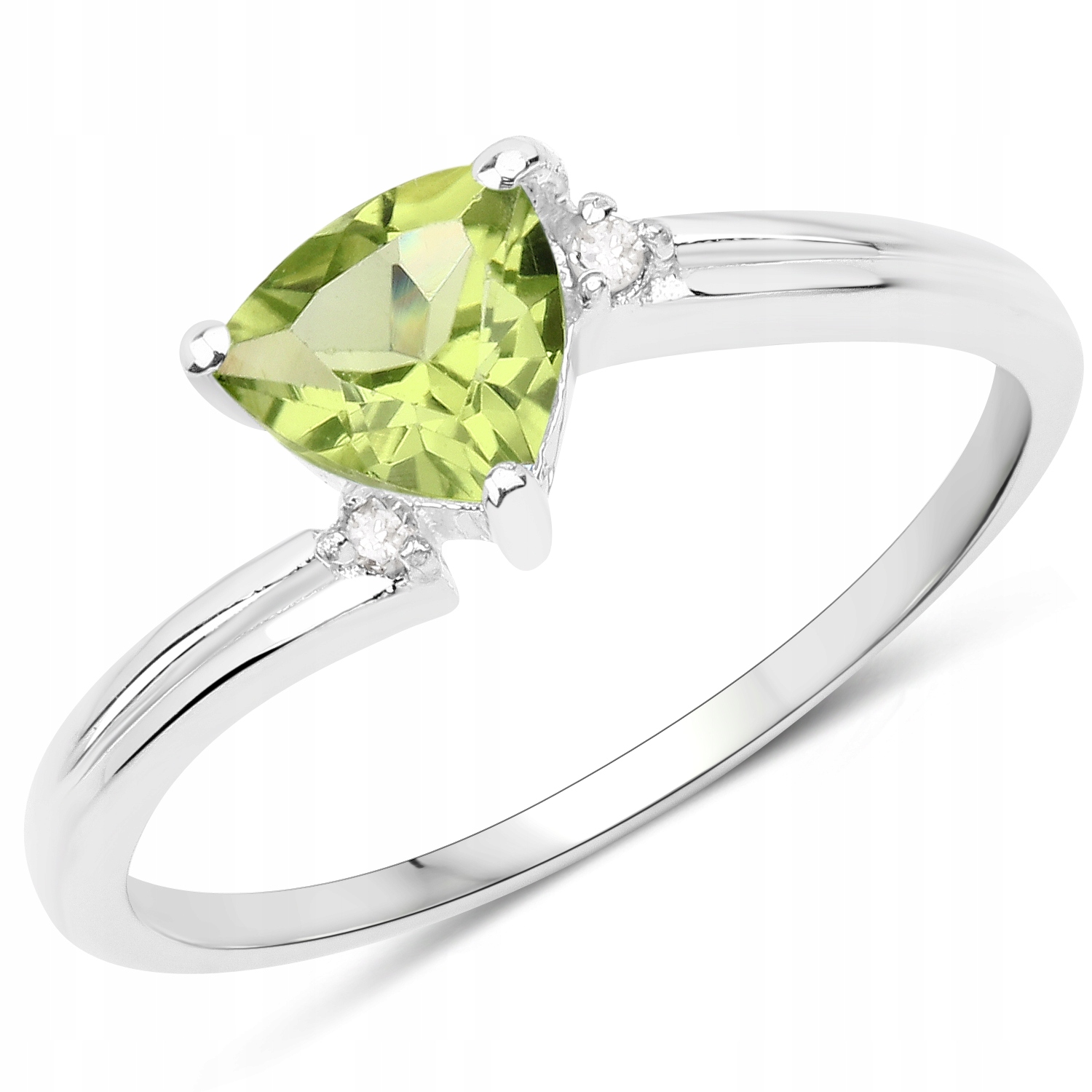 Strieborný prsteň s peridotom a diamantmi