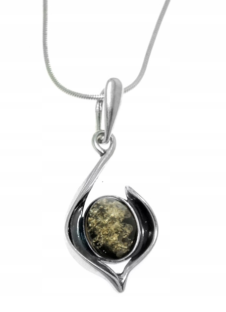 Silver Art Nouveau prívesok s jantárovým reťazcom