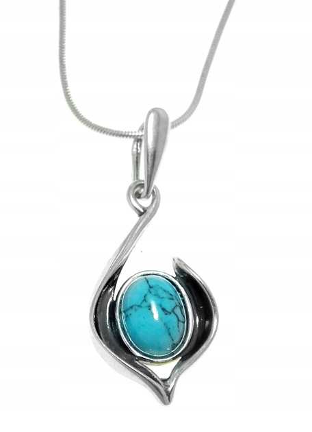 Silver Art Nouveau Pendant s tyrkysovou reťazou