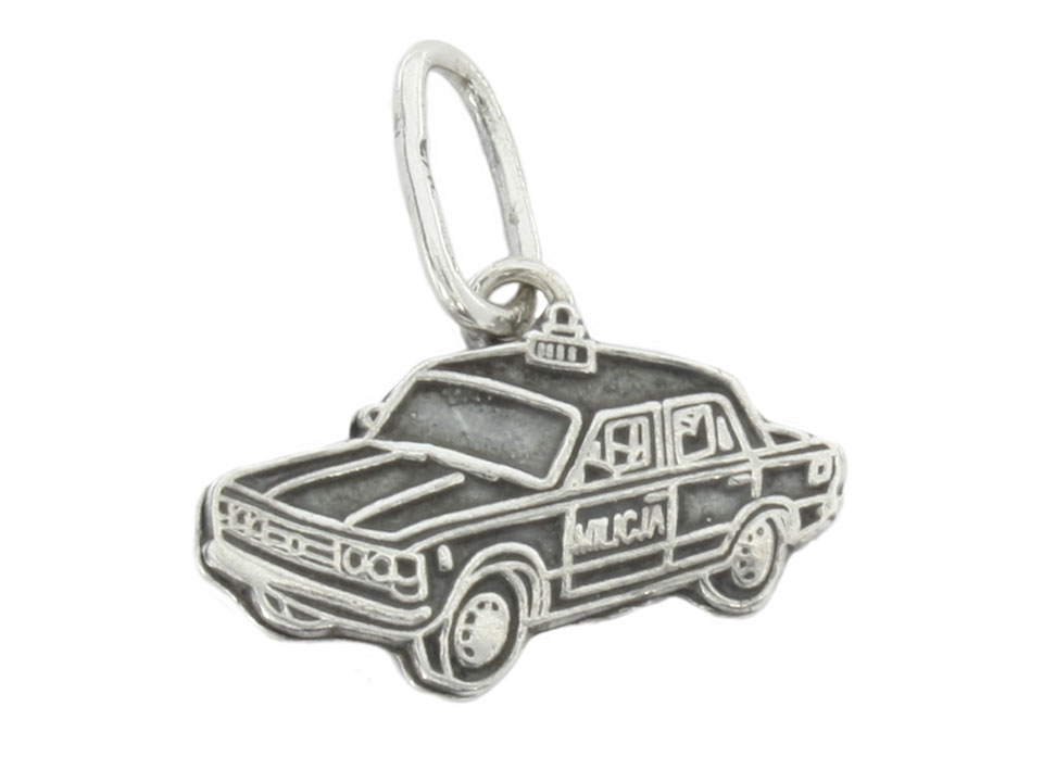 Striebro Pendant Police Car Fiat Militia milície