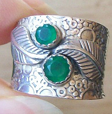 Strieborná obrúčka 925 Green Onyx